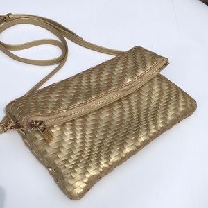 leather clutch w/ shoulder strap